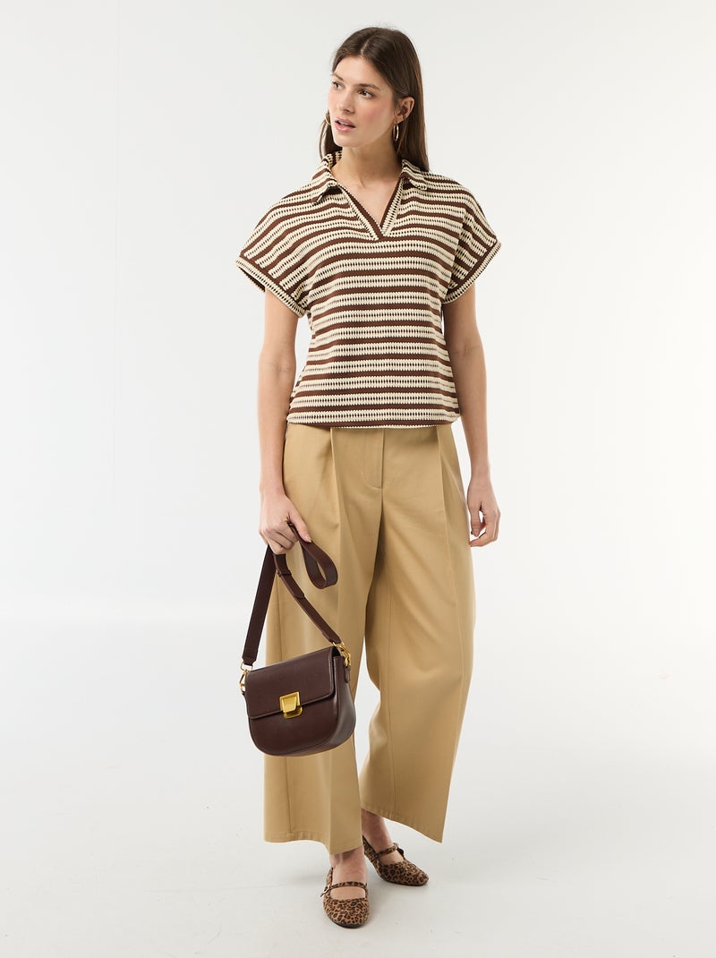 T-shirt in polostijl met kleur Wit - Kiabi