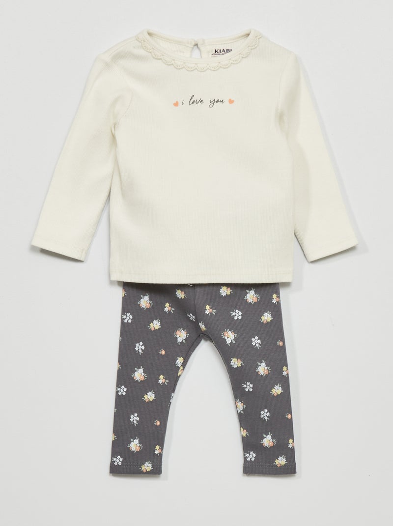 T-shirt + legging - 2-delig WIT - Kiabi