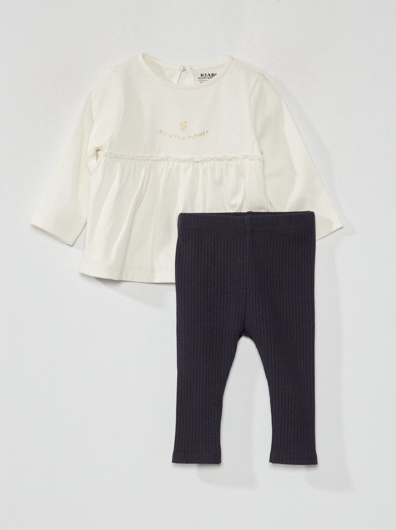 T-shirt + legging - 2-delig Wit - Kiabi