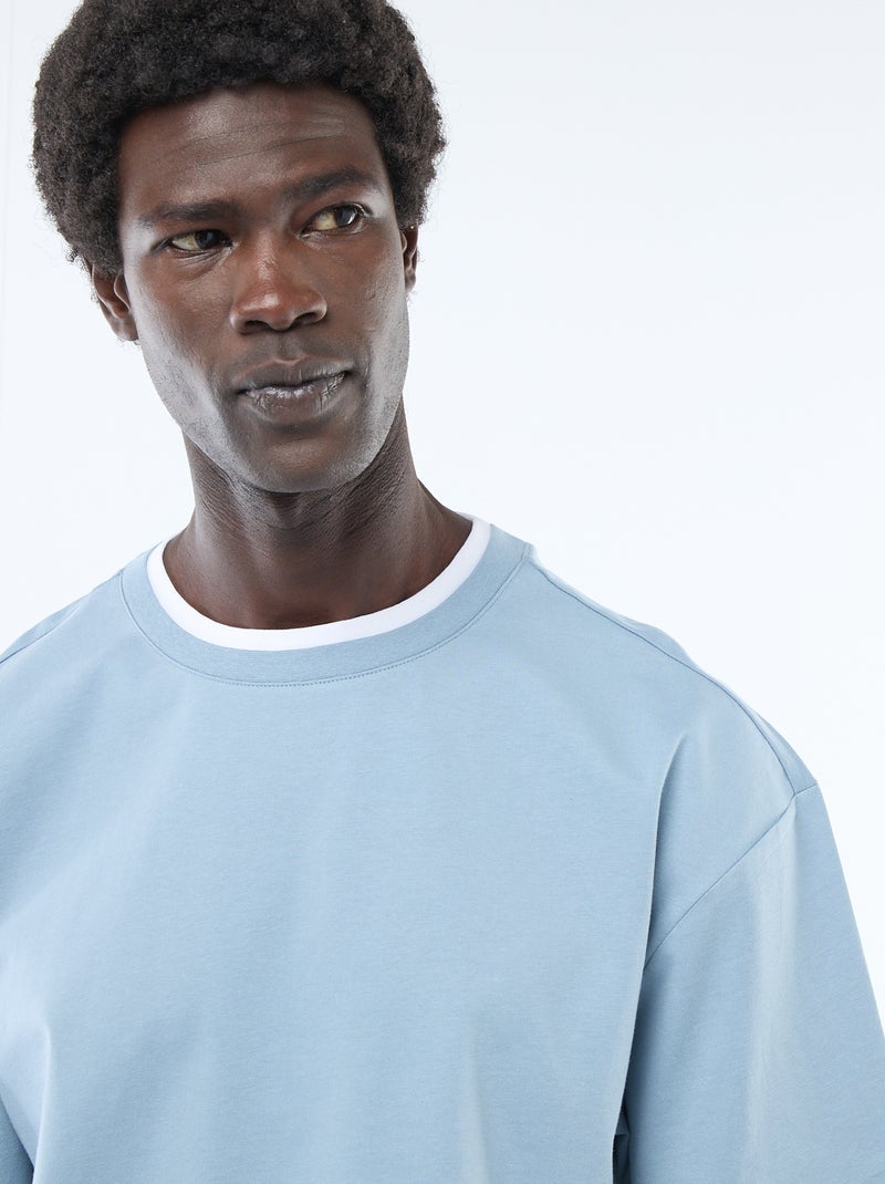 T-shirt met 2-in-1 effect en korte mouwen Blauw - Kiabi