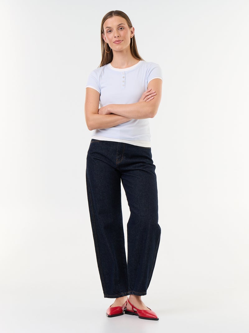 T-shirt met 2-in-1-effect en korte mouwen Blauw - Kiabi