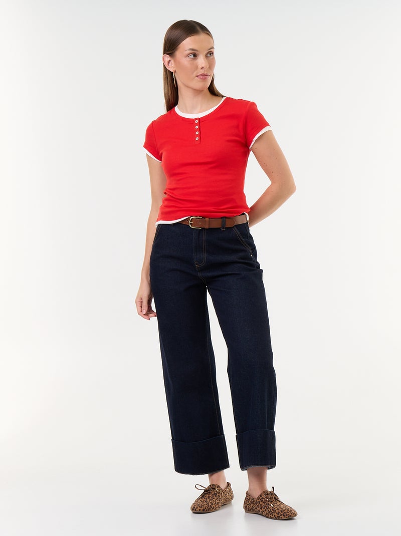 T-shirt met 2-in-1-effect en korte mouwen Rood - Kiabi