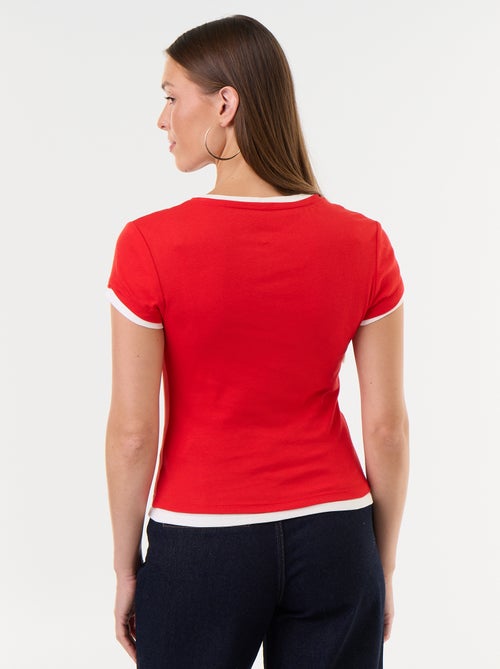 T-shirt met 2-in-1-effect en korte mouwen - Kiabi