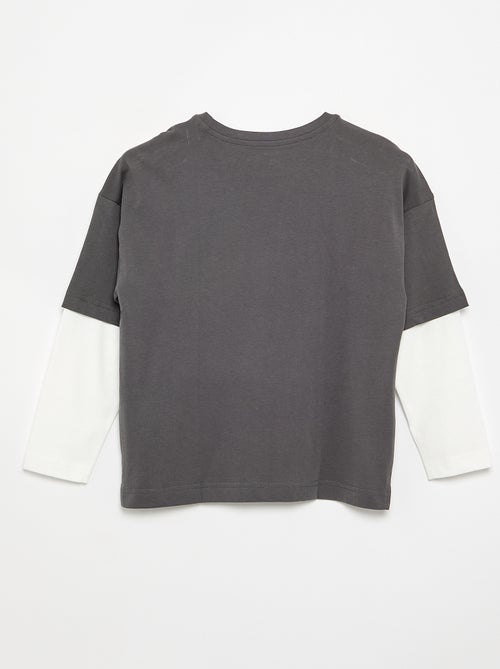 T-shirt met 2-in-1-effect en lange mouwen - Kiabi