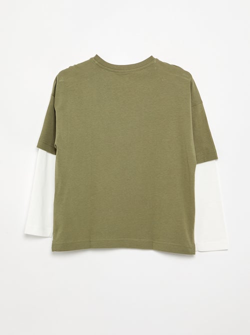T-shirt met 2-in-1-effect en lange mouwen - Kiabi