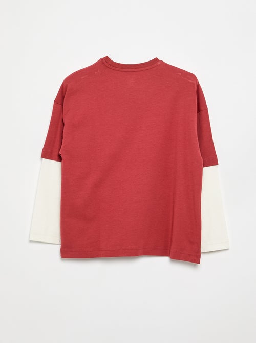T-shirt met 2-in-1-effect en lange mouwen - Kiabi
