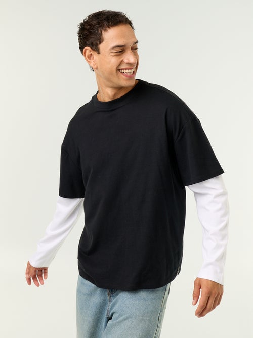 T-shirt met 2-in-1-effect en lange mouwen - Kiabi T-shirt met 2-in-1-effect en lange mouwen - Kiabi