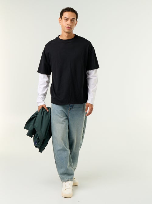 T-shirt met 2-in-1-effect en lange mouwen - Kiabi T-shirt met 2-in-1-effect en lange mouwen - Kiabi