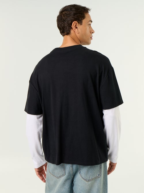 T-shirt met 2-in-1-effect en lange mouwen - Kiabi T-shirt met 2-in-1-effect en lange mouwen - Kiabi