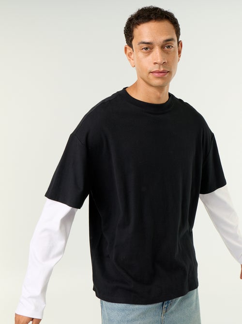 T-shirt met 2-in-1-effect en lange mouwen - Kiabi T-shirt met 2-in-1-effect en lange mouwen - Kiabi