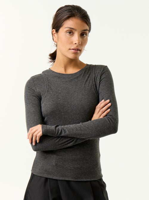 T-shirt met 2-in-1-effect en topje - Kiabi
