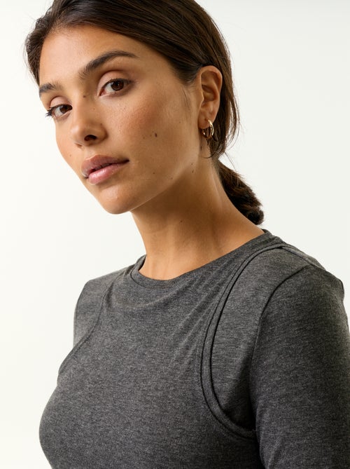 T-shirt met 2-in-1-effect en topje - Kiabi