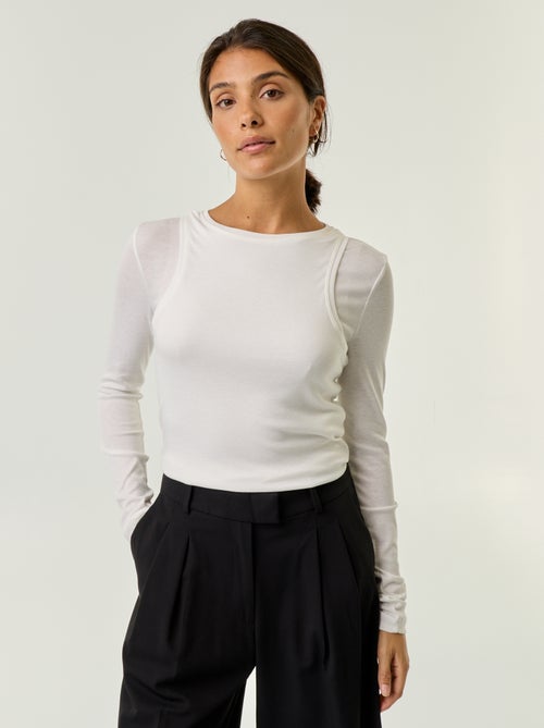 T-shirt met 2-in-1-effect en topje - Kiabi