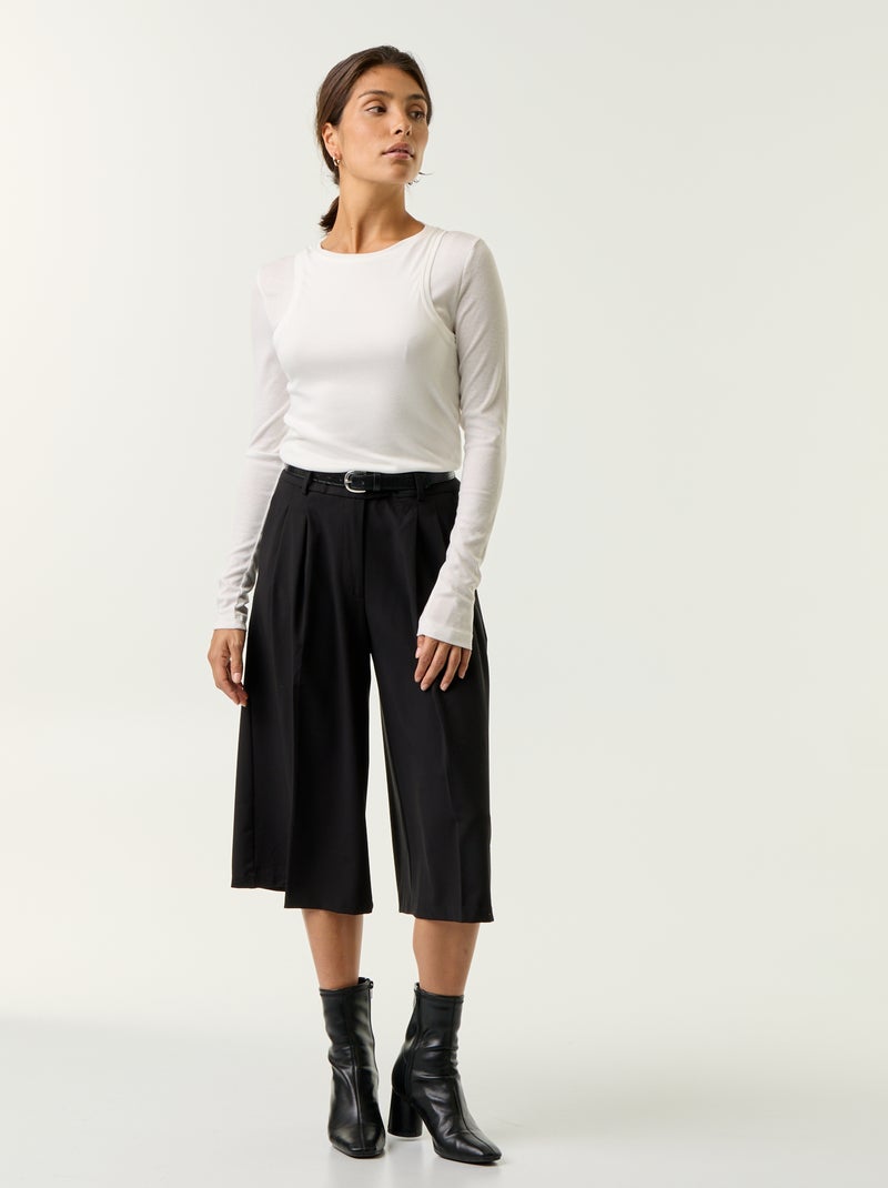 T-shirt met 2-in-1-effect en topje Wit - Kiabi