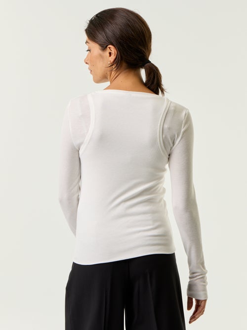 T-shirt met 2-in-1-effect en topje - Kiabi