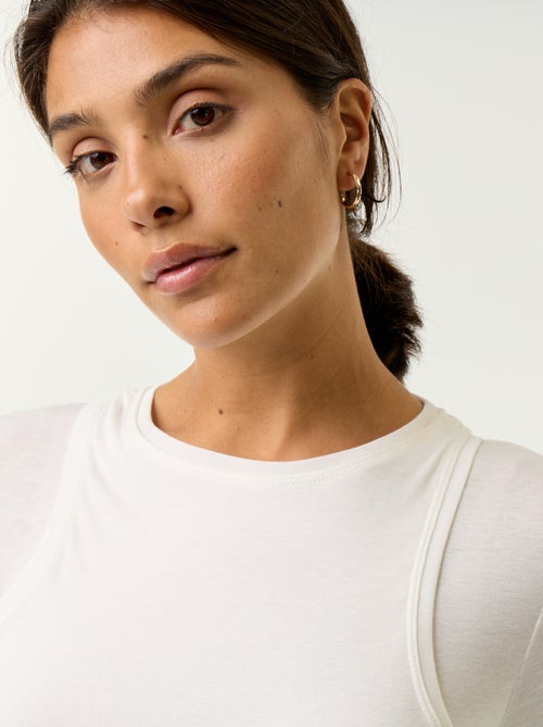 T-shirt met 2-in-1-effect en topje - Kiabi