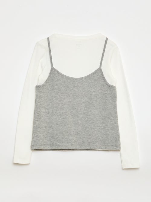 T-shirt met 2-in-1-effect met singlet - Kiabi