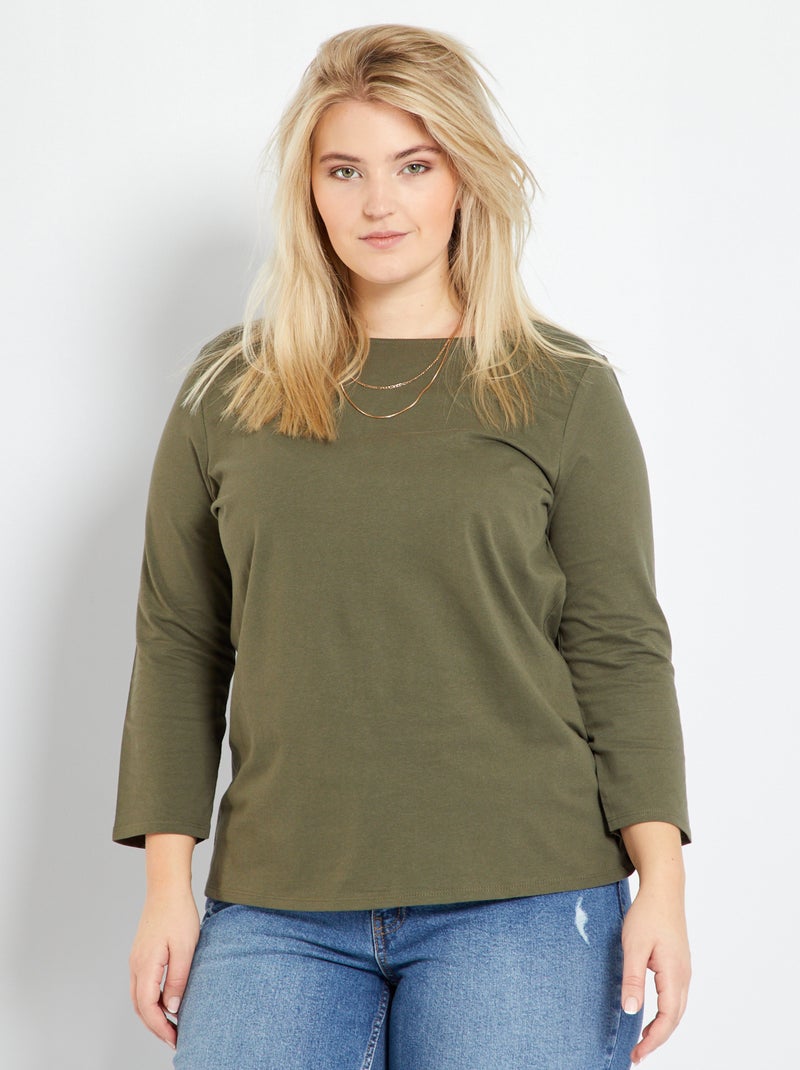 T-shirt met 3/4-mouw KAKI - Kiabi