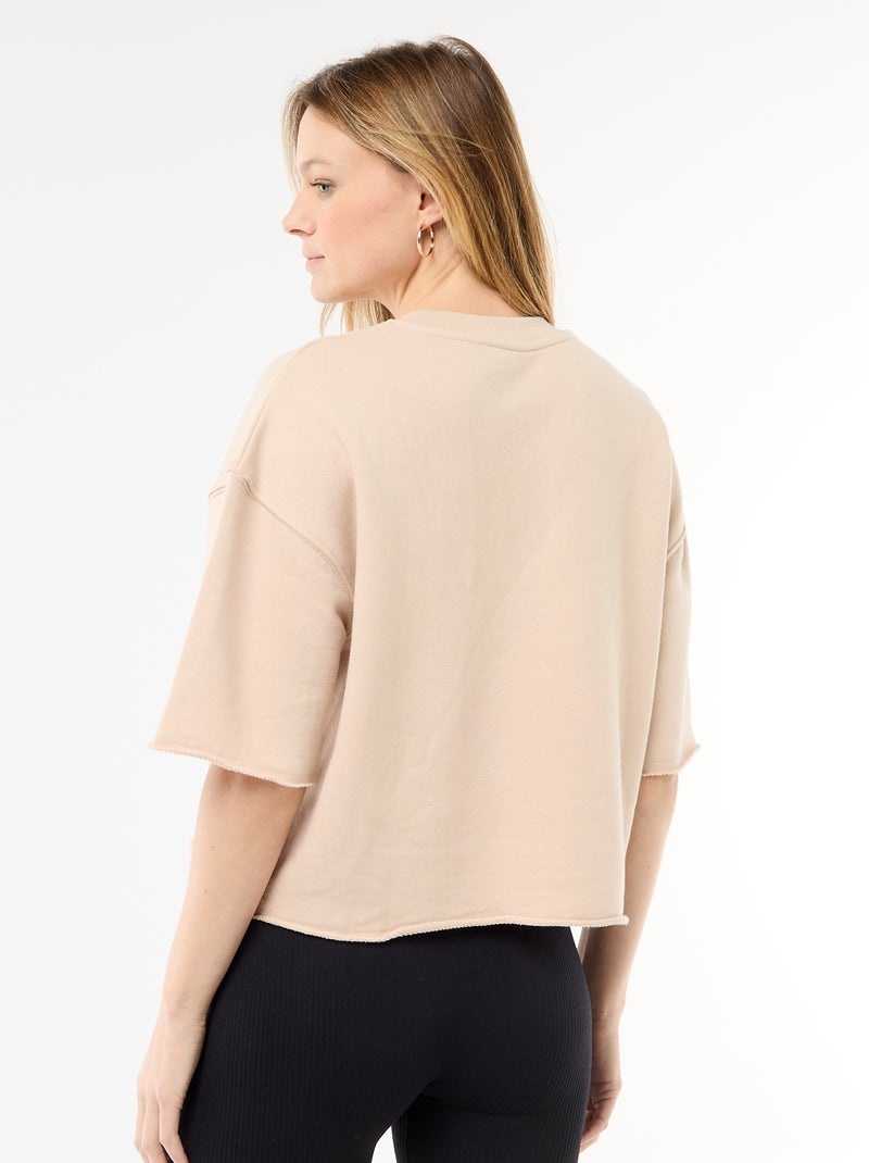 T-shirt met 3/4 mouwen van French Terry Biege - Kiabi