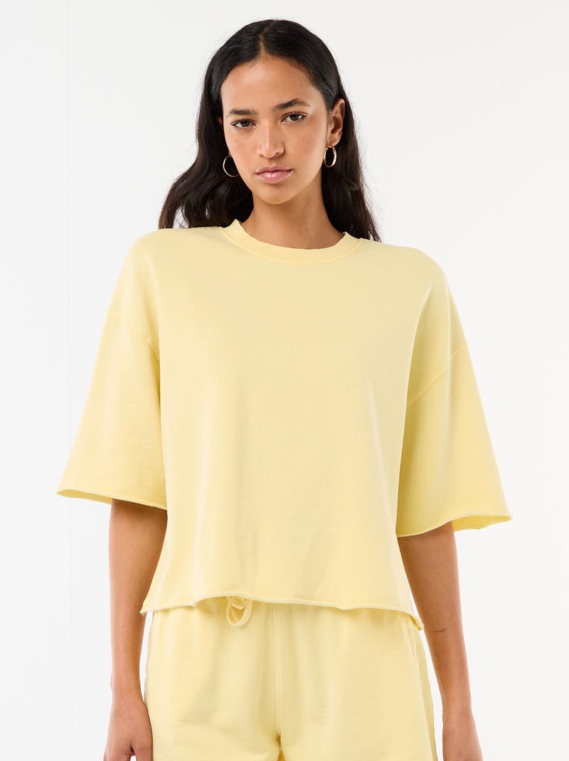 T-shirt met 3/4-mouwen van French Terry Geel - Kiabi