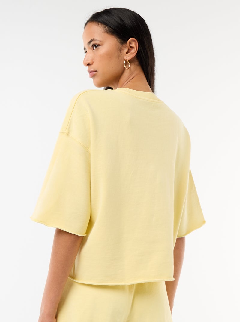 T-shirt met 3/4-mouwen van French Terry Geel - Kiabi