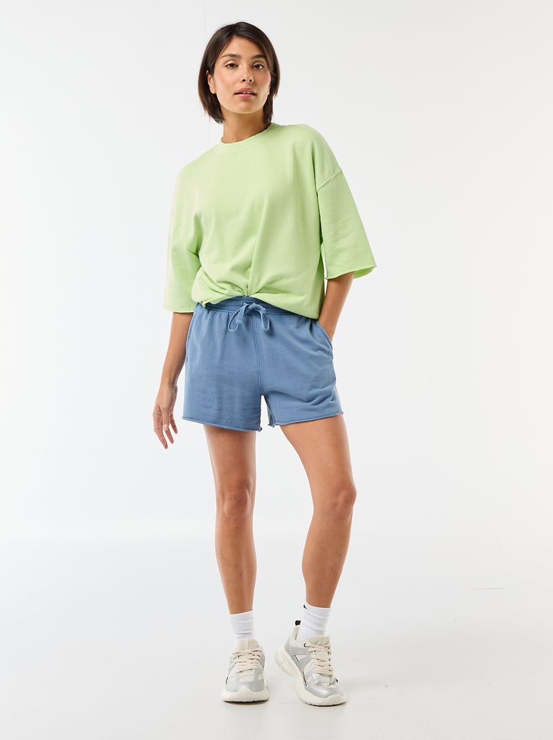 T-shirt met 3/4-mouwen van French Terry Groen - Kiabi