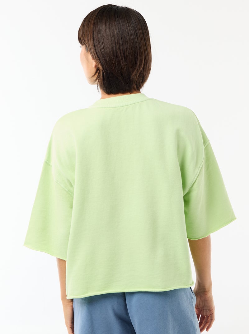 T-shirt met 3/4-mouwen van French Terry Groen - Kiabi