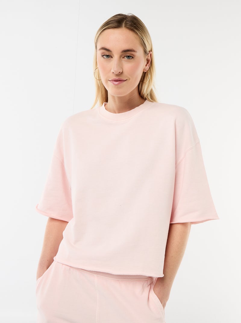 T-shirt met 3/4-mouwen van French Terry Rose - Kiabi