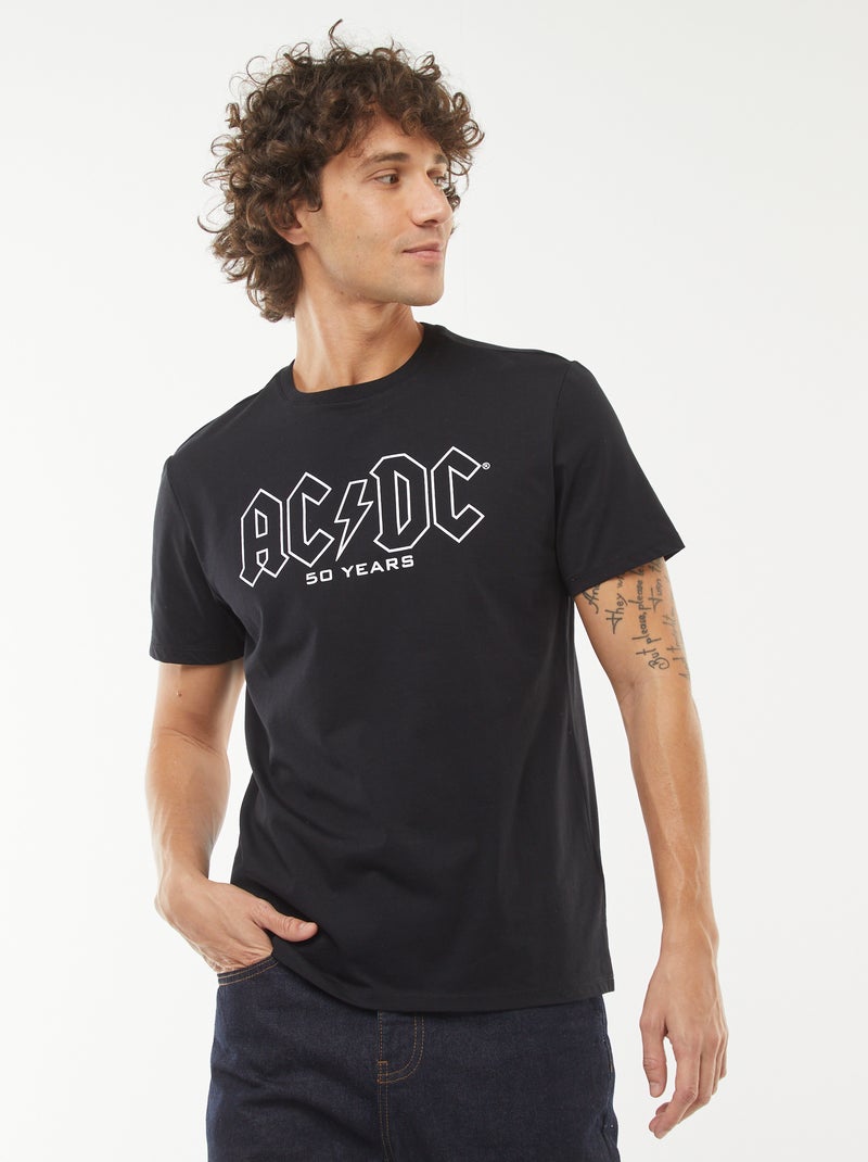 T-shirt met AC/DC-print en korte mouw - zwart - Man - 13.00€ - Kiabi