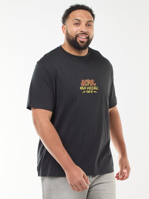 T-shirt met 'AC/DC'-print en korte mouwen - Kiabi