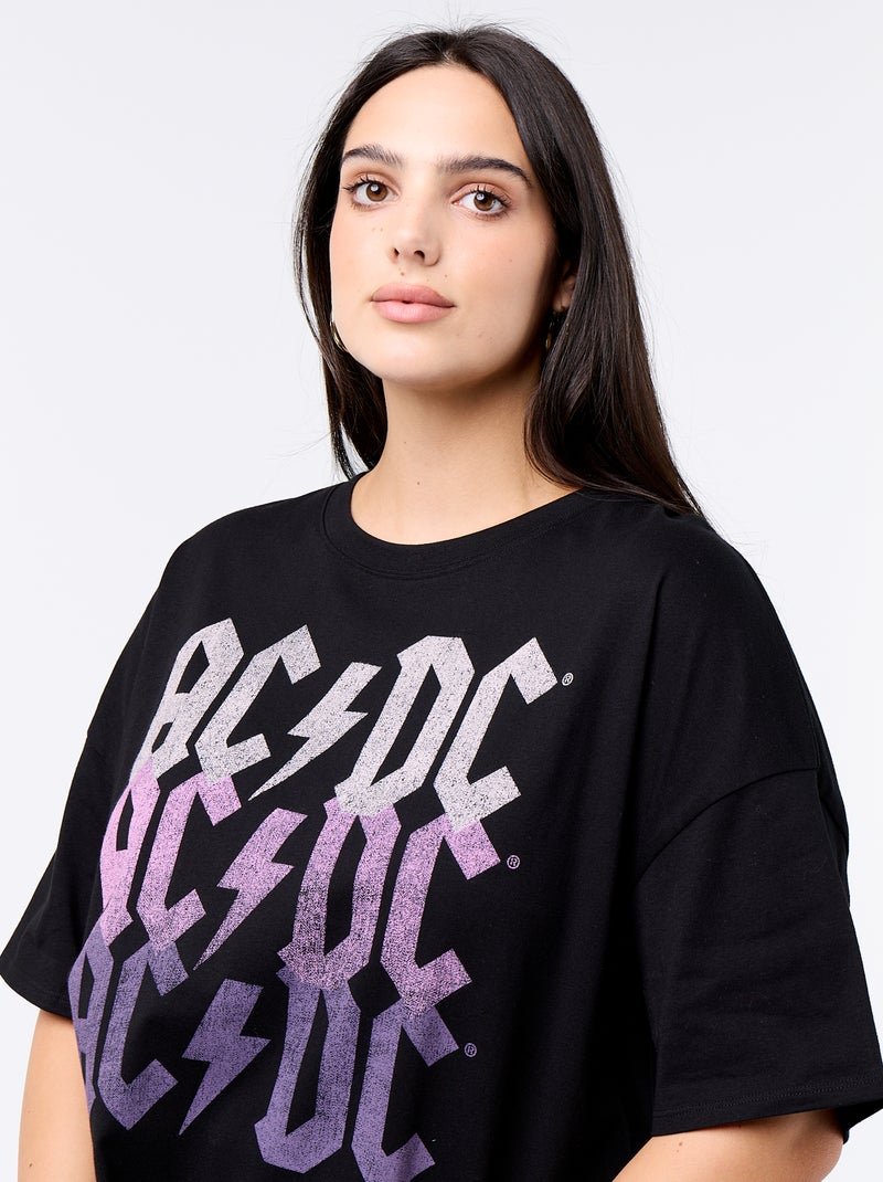 T-shirt met 'AC/DC'-print en korte mouwen Zwart - Kiabi