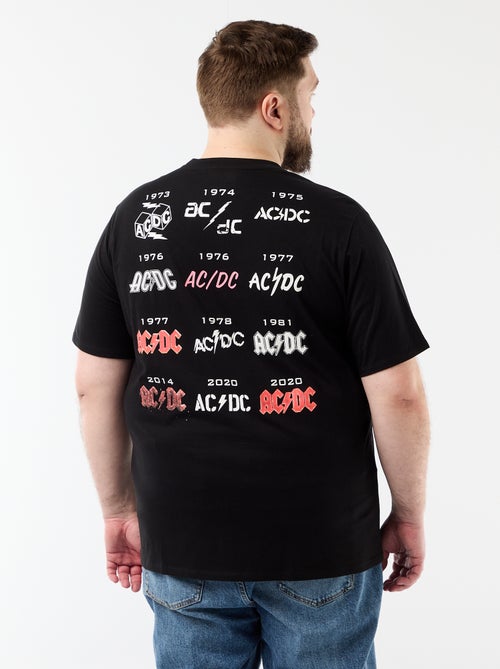 T-shirt met 'ACDC'-print voor- en achterkant en korte mouwen - Kiabi