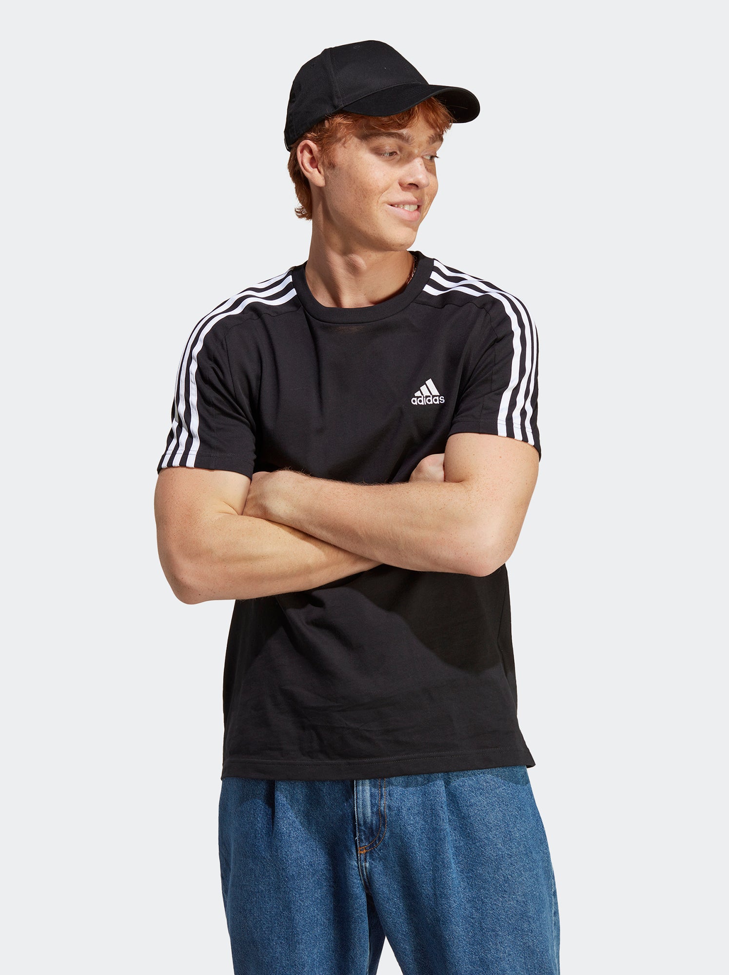 T-shirt met Adidas-strepen op de schouder - ZWART - Kiabi - 28.00€