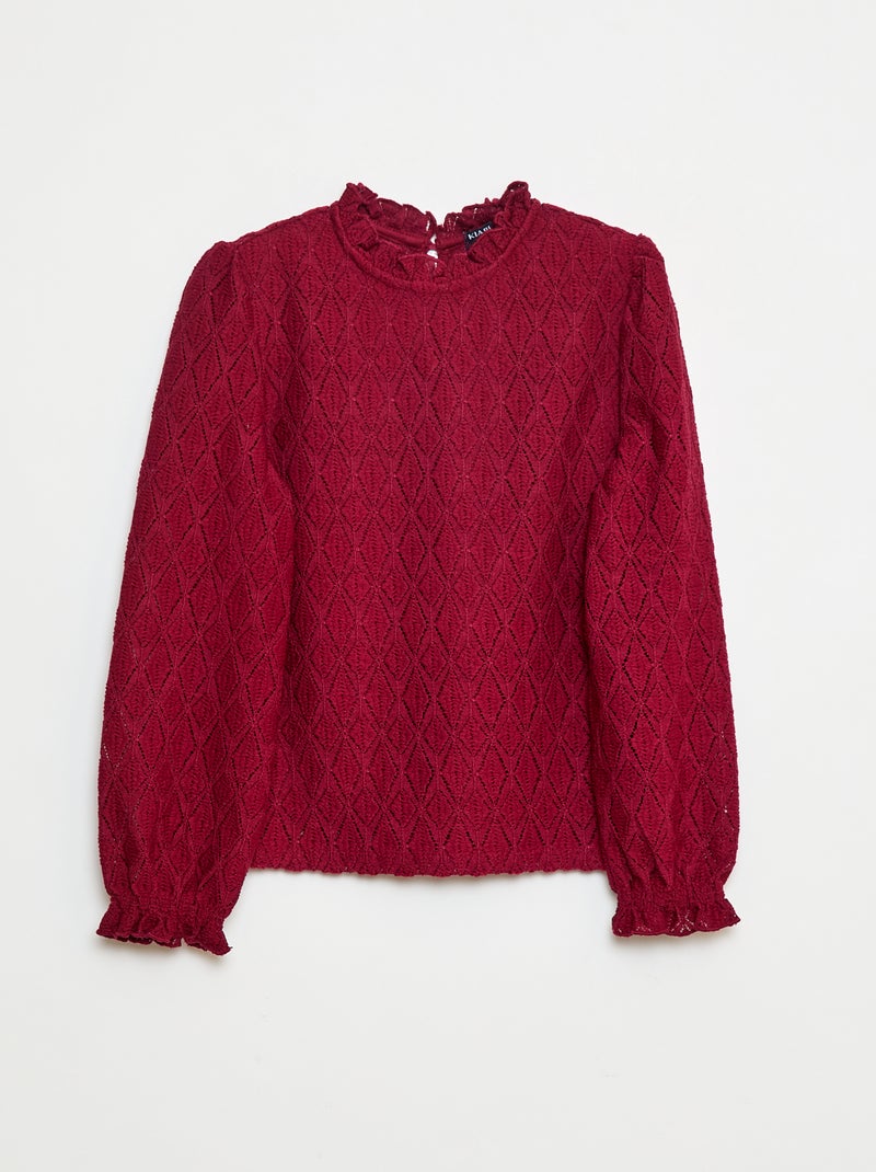 T-shirt met ajourmotiefje rood - Kiabi