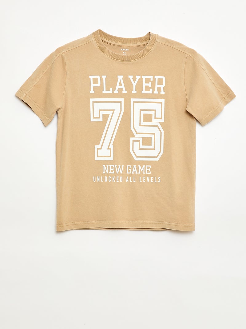 T-shirt met basketbalstijl Biege - Kiabi