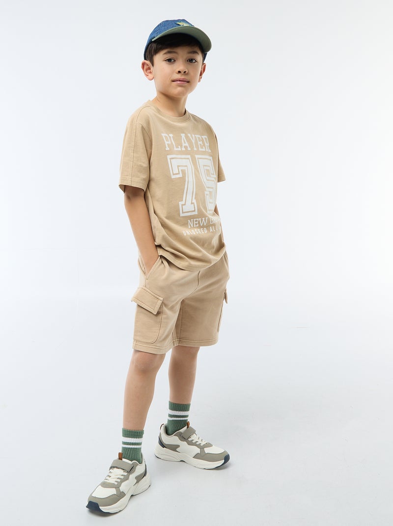 T-shirt met basketbalstijl Biege - Kiabi