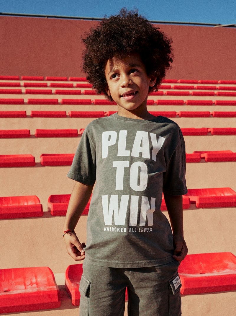 T-shirt met basketbalstijl Grijs - Kiabi