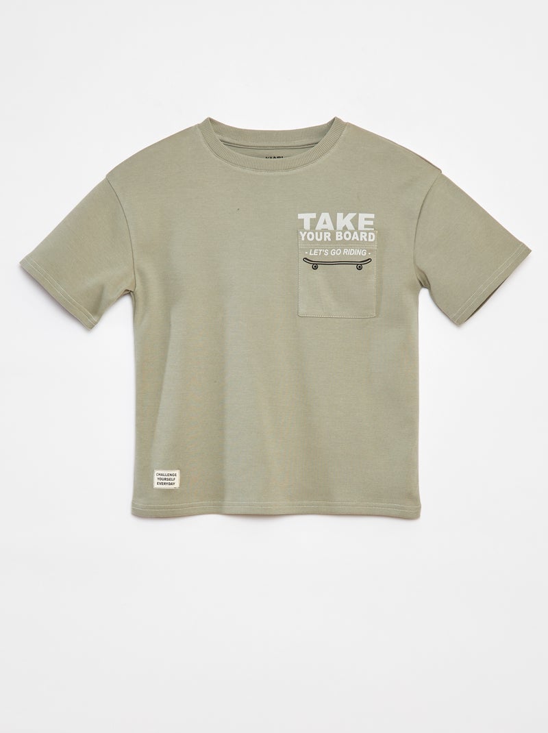 T-shirt met bedrukt zakje GROEN - Kiabi