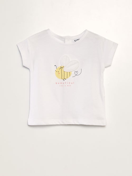 T-shirt met bijtjesprint + applicatie in reliëf - Kiabi