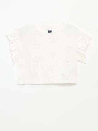 T-shirt met bloemenborduursels