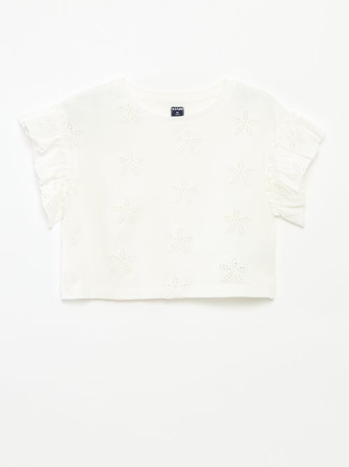 T-shirt met bloemenborduursels - Kiabi
