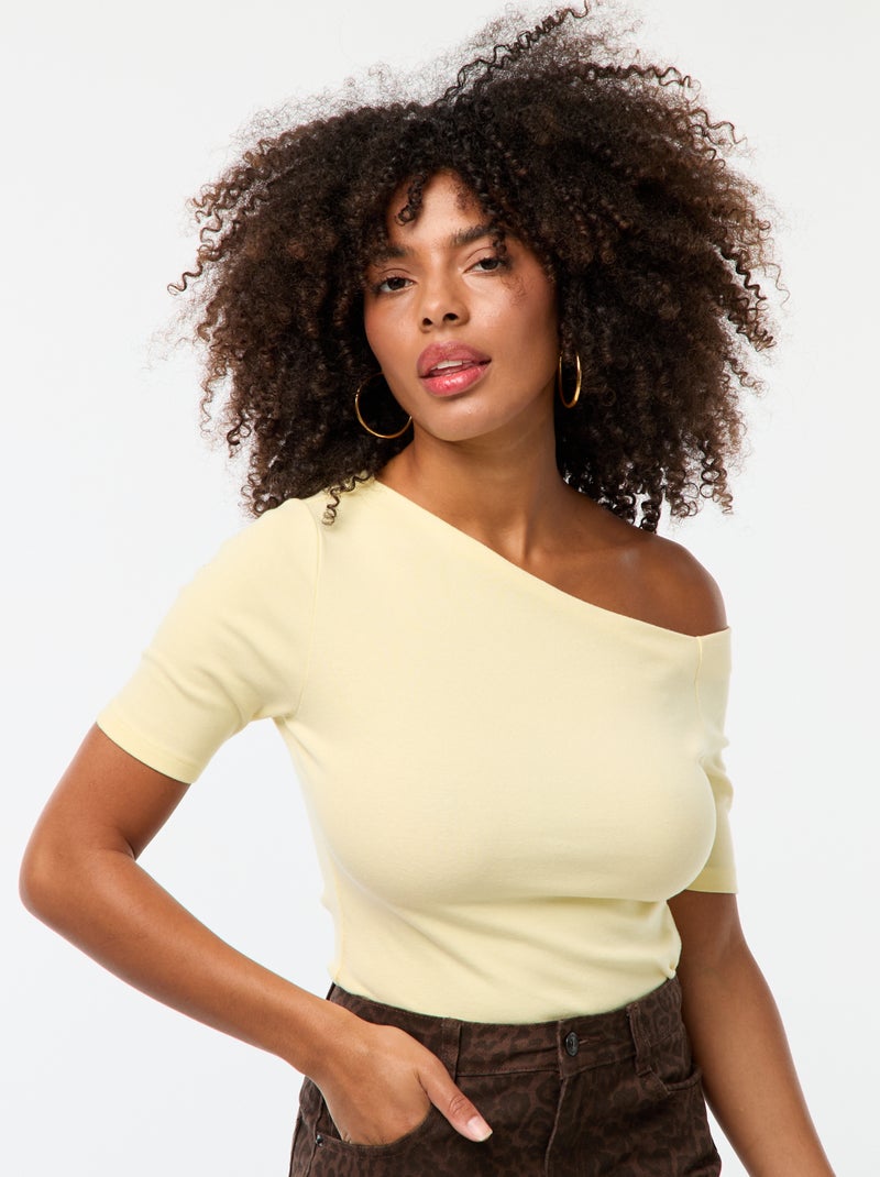 T-shirt met boothals Geel - Kiabi