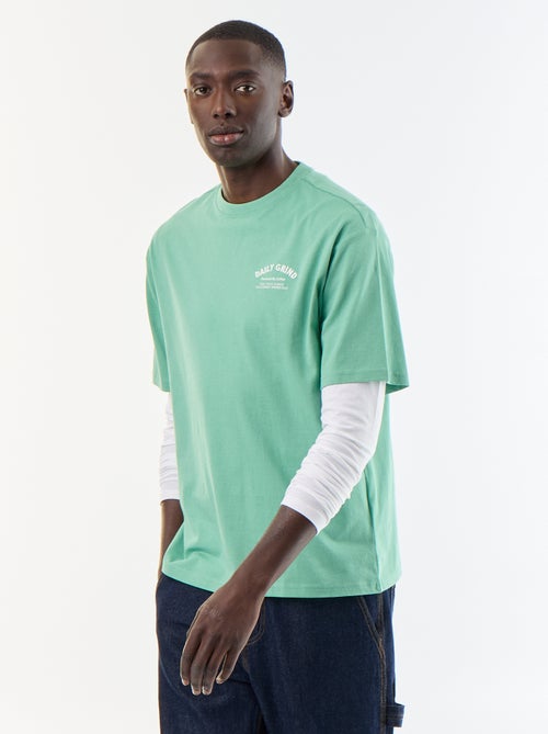 T-shirt met borduursels en korte mouwen - Kiabi