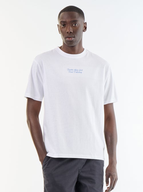 T-shirt met borduursels en korte mouwen - Kiabi