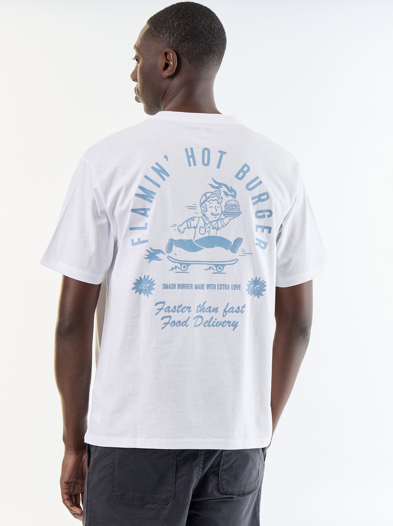 T-shirt met borduursels en korte mouwen Wit - Kiabi