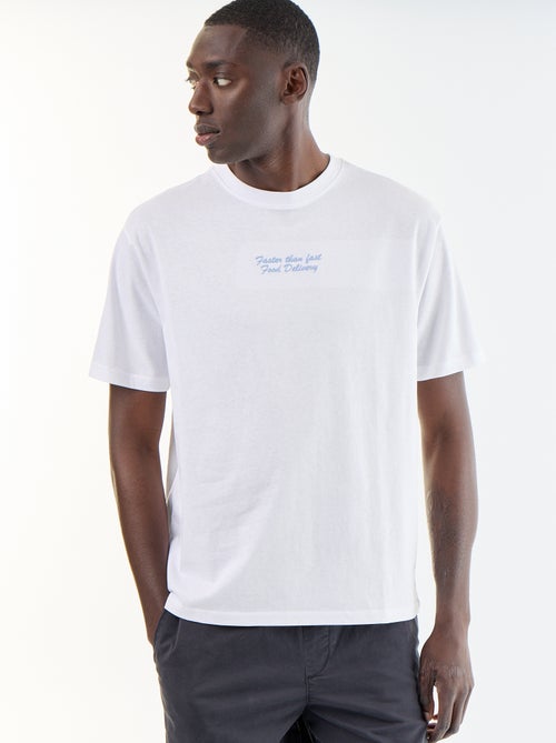 T-shirt met borduursels en korte mouwen - Kiabi