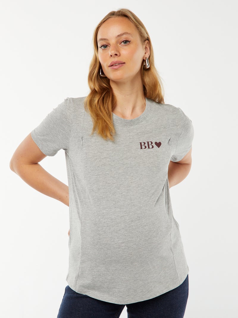 T-shirt met borstvoedingssluiting Grijs - Kiabi
