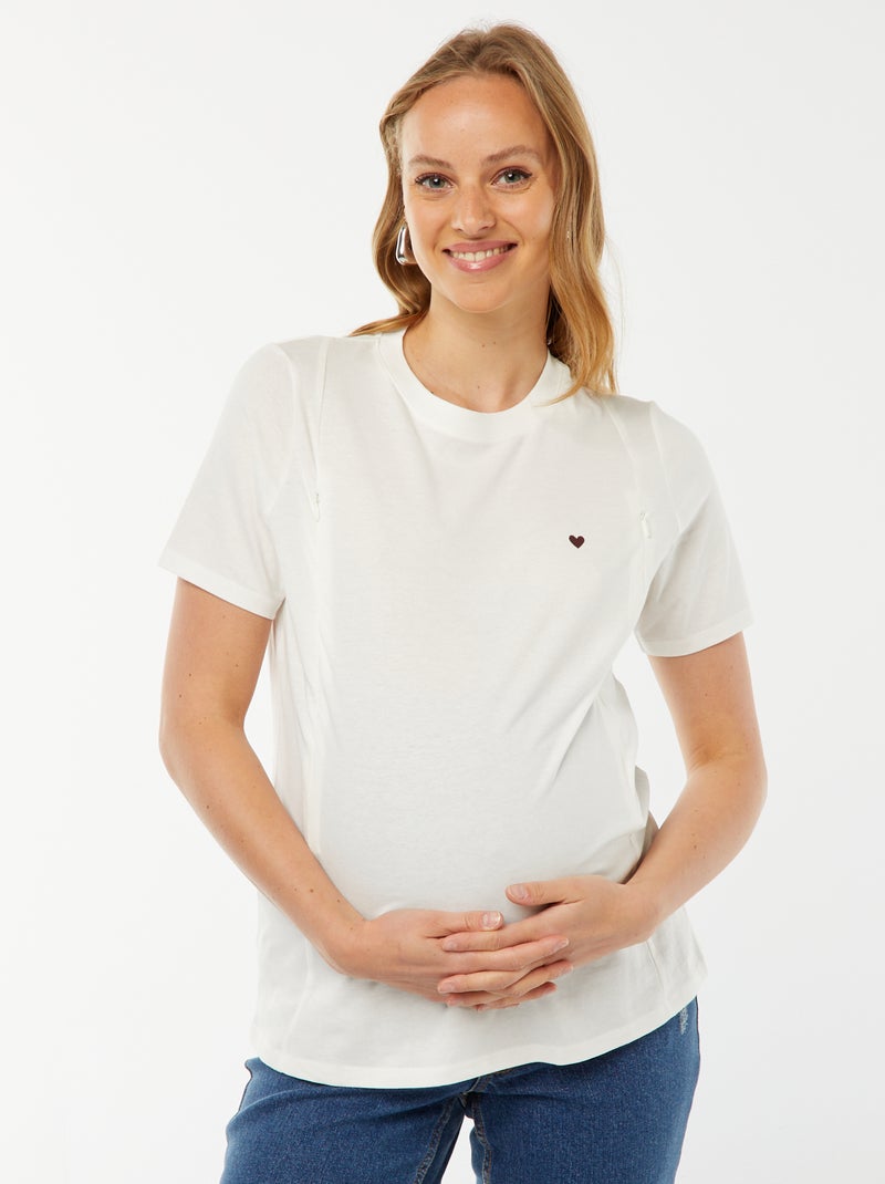 T-shirt met borstvoedingssluiting Wit - Kiabi
