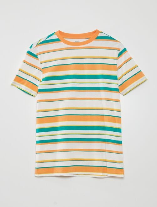 T-shirt met brede gekleurde strepen - Kiabi