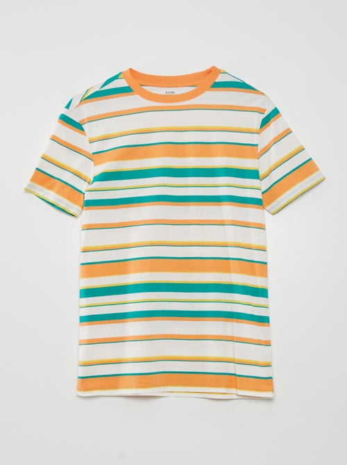 T-shirt met brede gekleurde strepen - Kiabi